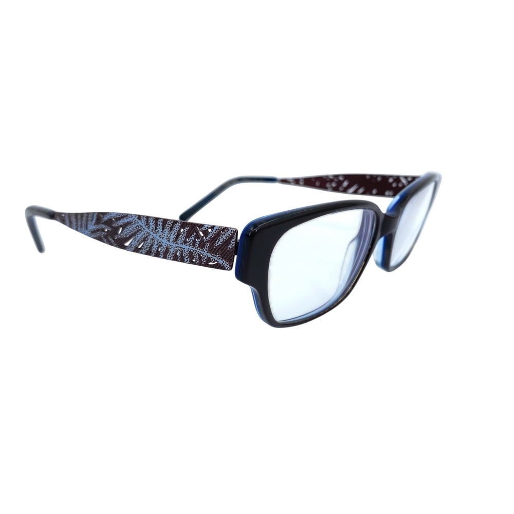 Jean Lafont Paris Singuliere 5050 Blue Burgundy Leaf Cut Eyeglass Frames